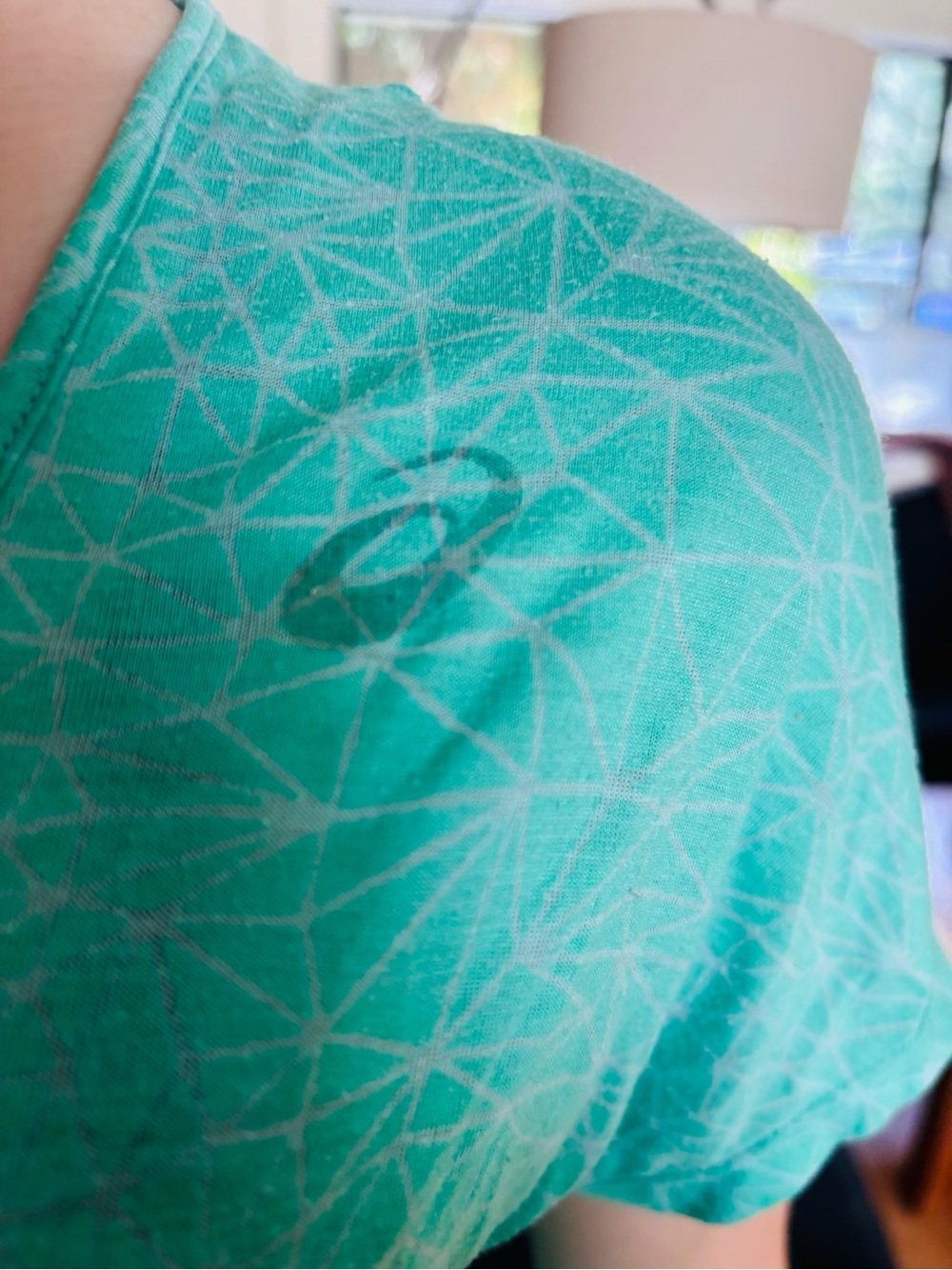 Asics Teal Short-Sleeve Geometric Athletic Tee